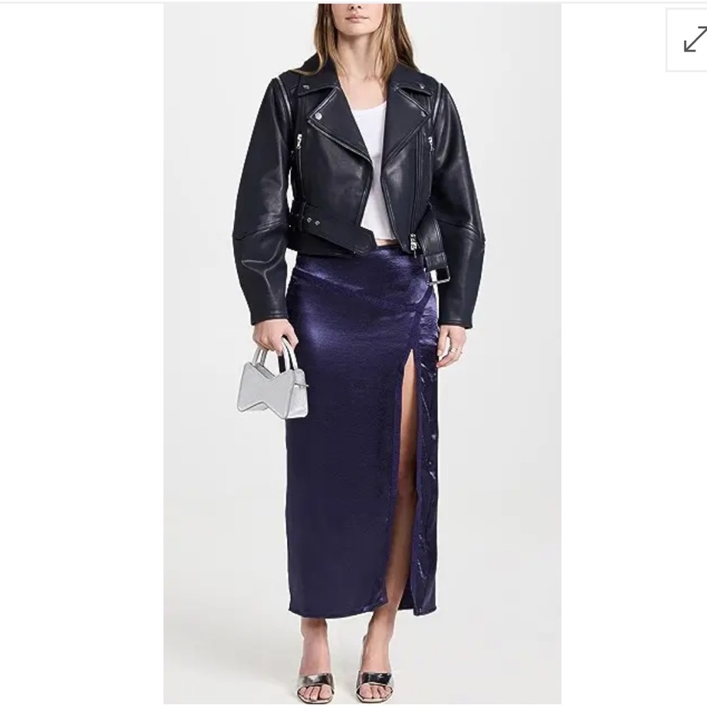 💙NWT Free people Dakota side slit satin midi skirt size 2 $128msrp